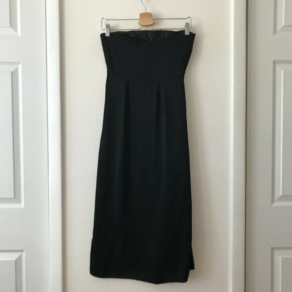 A.L.C. Roya Twist Front Ruching Strapless Midi Dress in Black - Picture 7 of 8